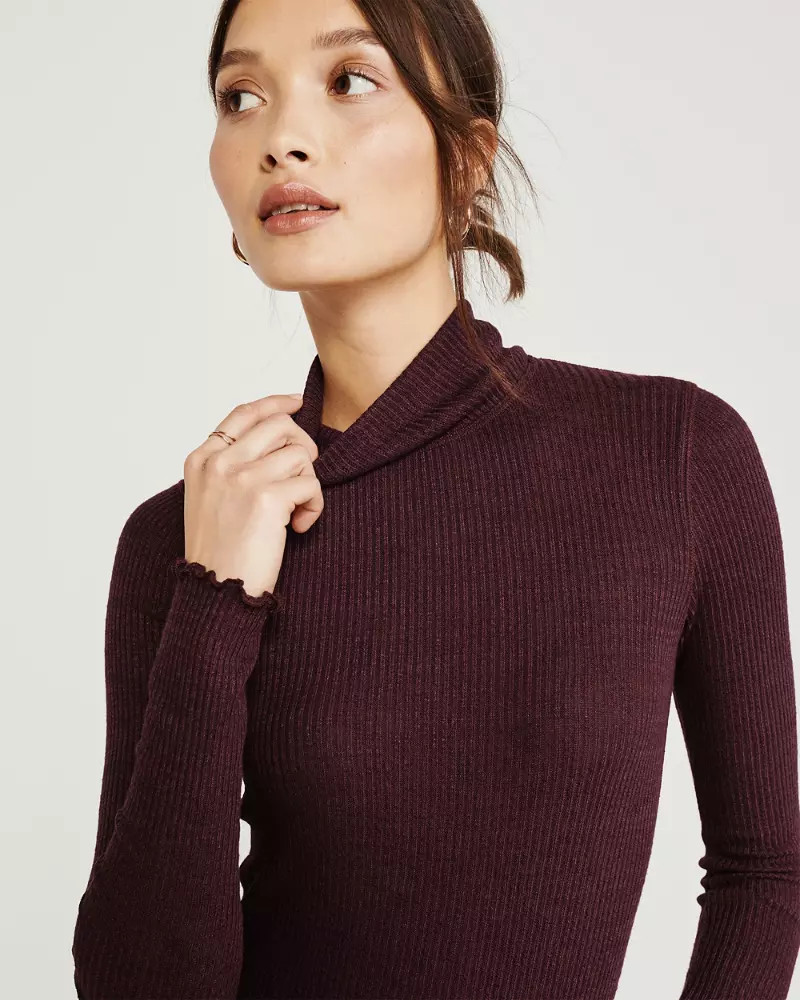 Long-Sleeve Ribbed Turtleneck | Abercrombie & Fitch US & UK