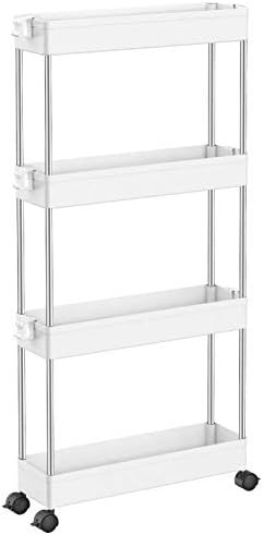 SPACEKEEPER 4 Tier Slim Storage Cart Mobile Shelving Unit Organizer Slide Out Storage Rolling Uti... | Amazon (US)