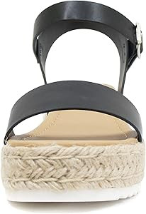 Soda CLIP ~ Women Open Toe Ankle Strap Platform Espadrille Sandal | Amazon (US)