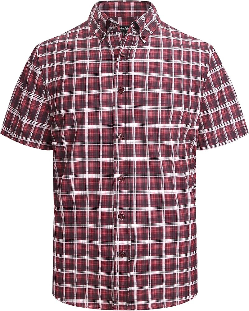 Alex Vando Mens Big Plaid Button Down Shirts Wrinkle Free 4-Way Stretch Print Business Casual Shi... | Amazon (US)