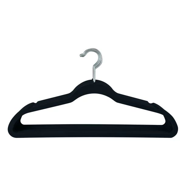 Simplify Non- Slip Slim Velvet Shirt Hangers, 25 Pack, Black - Walmart.com | Walmart (US)