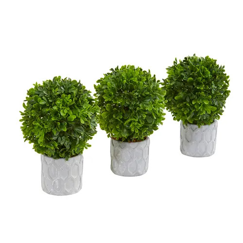 NEARLY NATURAL 9-in Boxwood Artificial Mini Topiary in Green at Nordstrom | Nordstrom