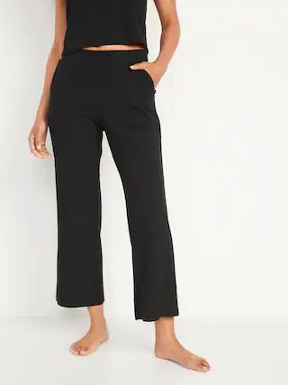 High-Waisted Rib-Knit Wide-Leg Lounge Pants for Women | Old Navy (US)