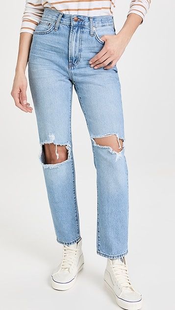 Perfect Vintage Straight Jeans in Danby Wash: Knee – Rip Edition | Shopbop