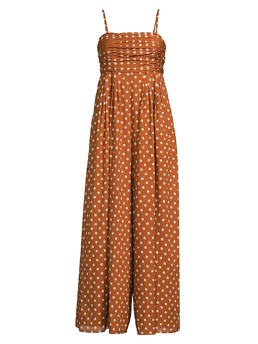 Women's Ottie Polka Dot Cotton Jumpsuit - Copper Watercolor Dots - Size XS | Saks Fifth Avenue