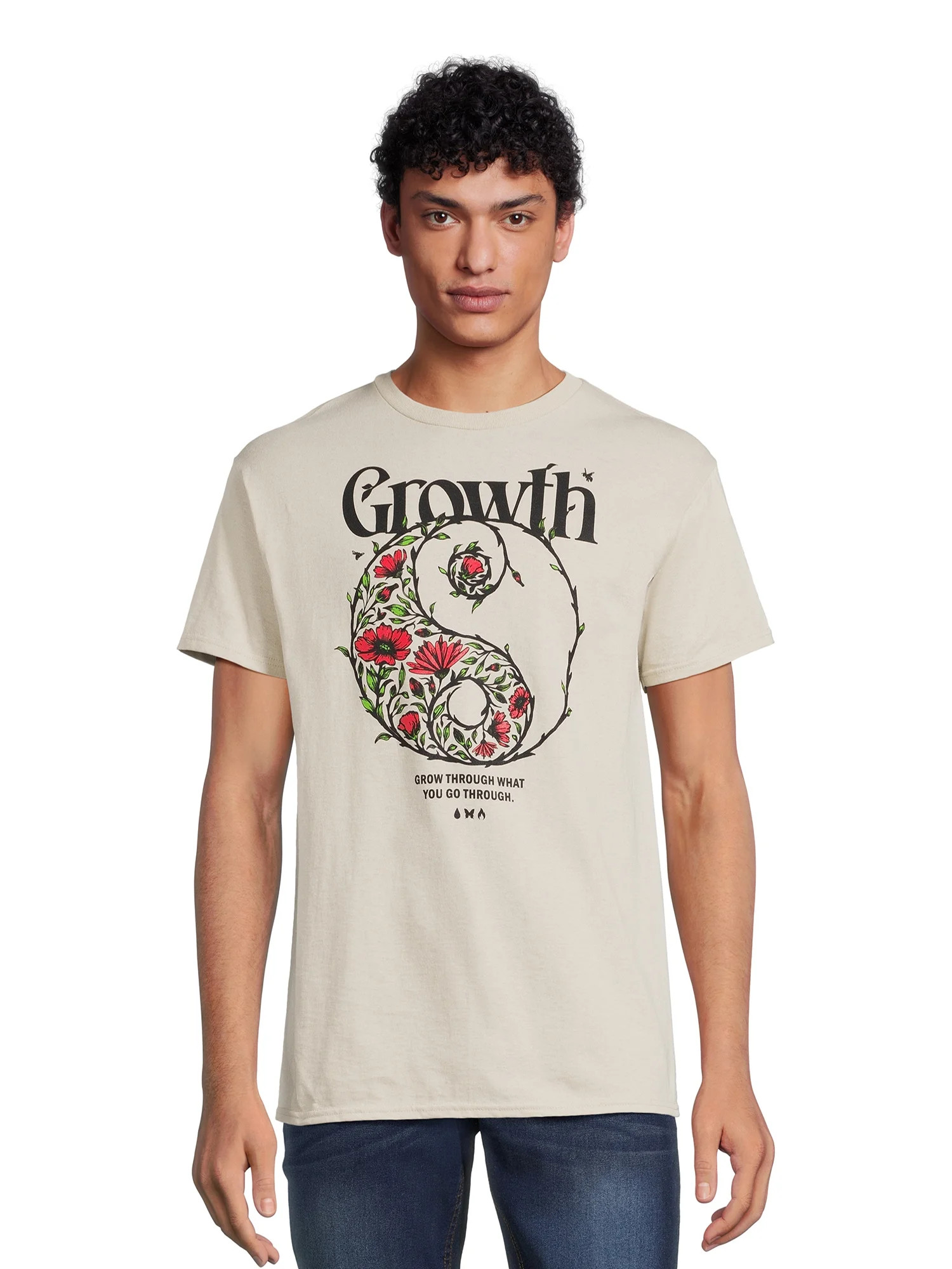 Growth Floral Yin Yang Men's Graphic Tee with Short Sleeves, Sizes S-3XL | Walmart (US)