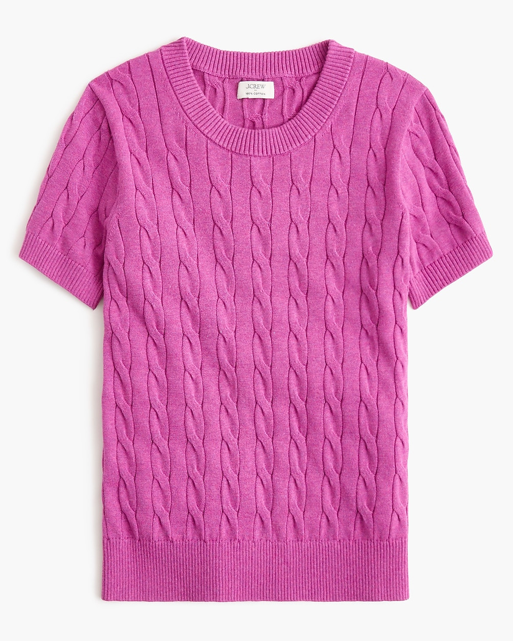 Short-sleeve cotton cable crewneck sweater | J.Crew Factory