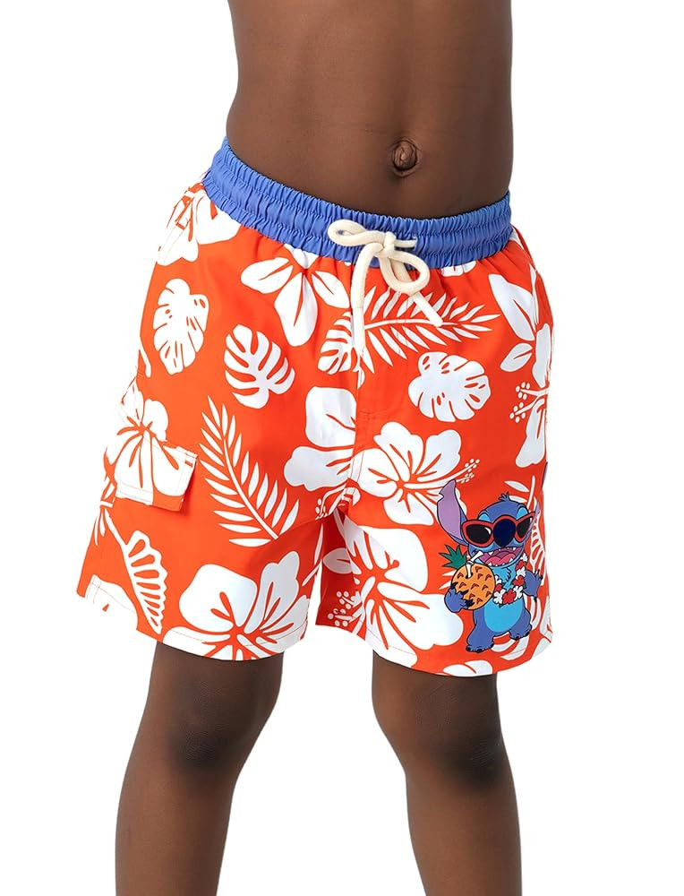 Disney Stitch Boys Swim Trunks with UPF 50+ Sun Protection, Quick-Dry Fabric, and Pocket | Amazon (US)
