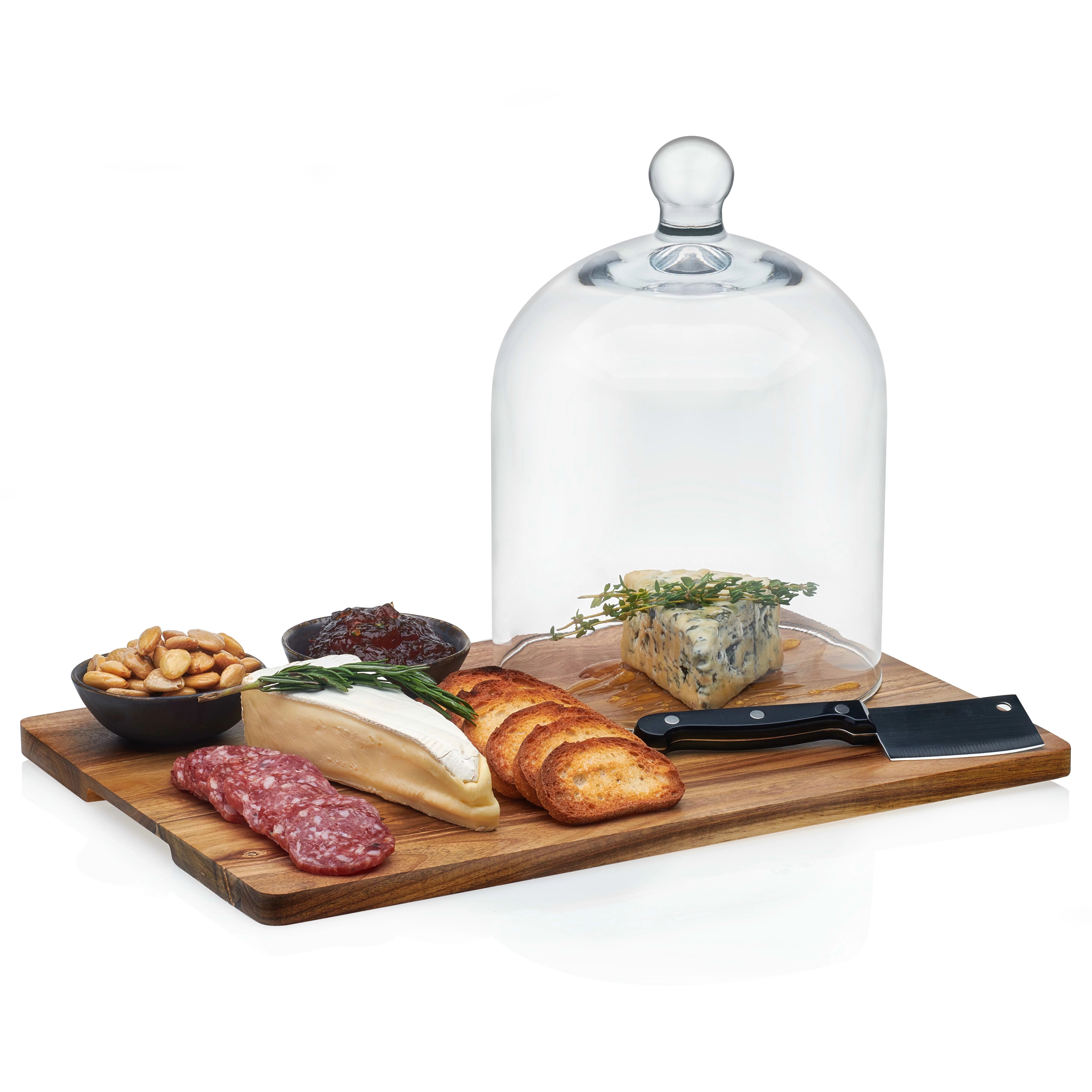Libbey Acaciawood 4-Piece Cheese Board Serving Set with Glass Dome | Walmart (US)
