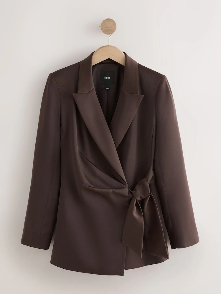 Buy Chocolate Brown Satin Wrap Blazer from Next Ireland | Next EU
