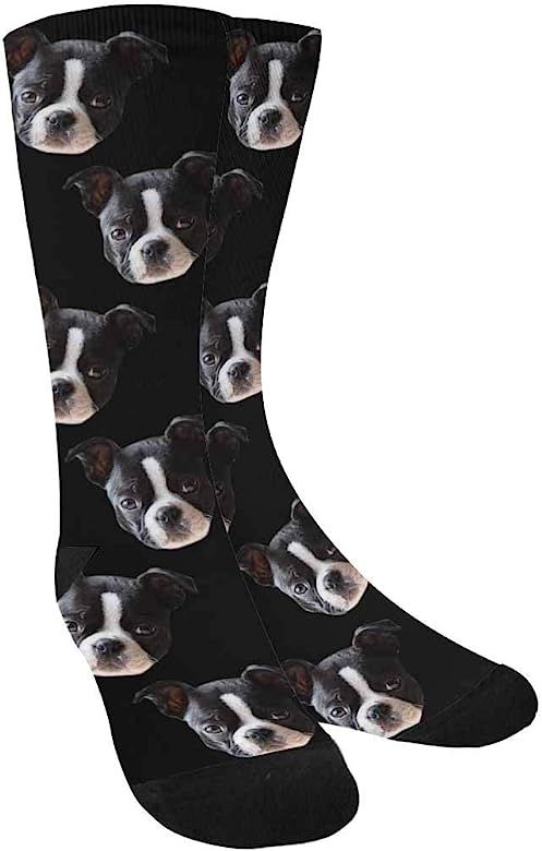 Custom Faces Print Sublimated Crew Socks Galaxy Funny Photo Socks Birthday Gifts | Amazon (US)