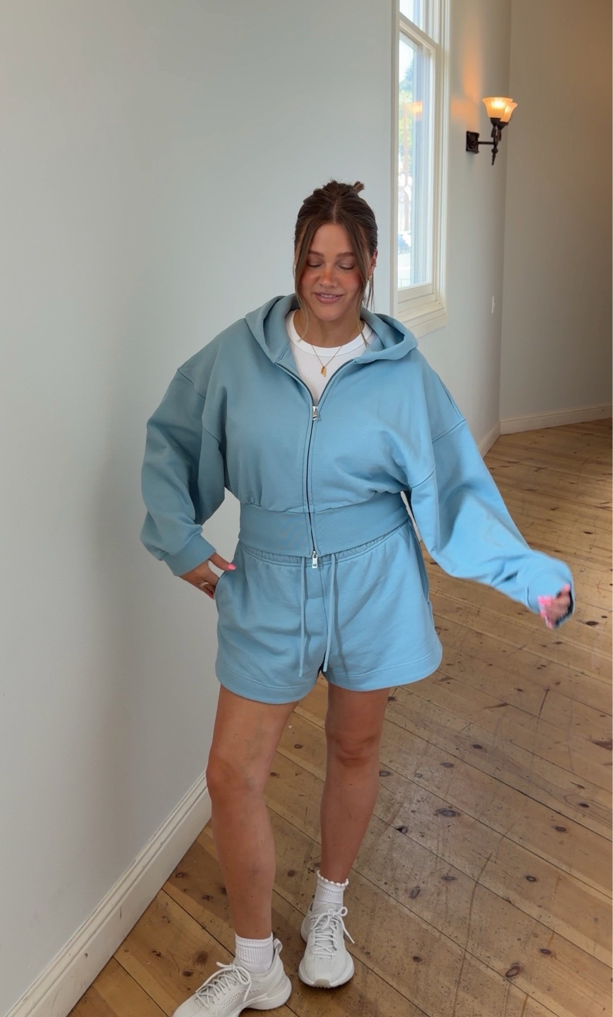 Obsessed with this French terry set!! Size large in shorts and jacket. Both run true to size with a slight oversized fit. Shorts are 3.5” inseam I’m 5’ 5” you could cuff for a shorter fit also! Sneakers true to size are super light and comfy #lululemon #lululemonpartner #ad

#athleisure #bresheppard #postpartum #matchingset

#LTKootd #LTKmomlife