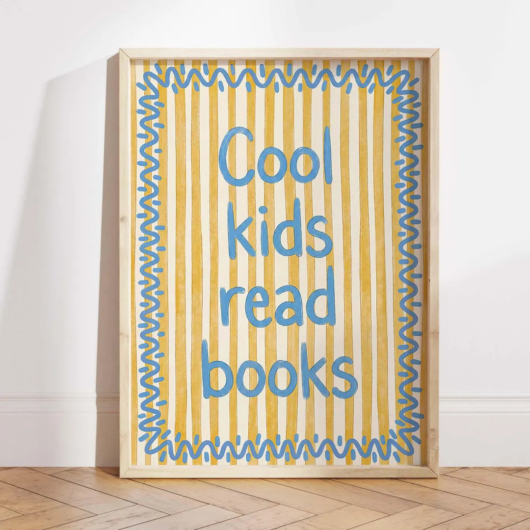 Cool Kids Read Books Print, Kids Reading Poster, Nursery Wall Art Quote, Playroom Classroom Decor... | Etsy (US)