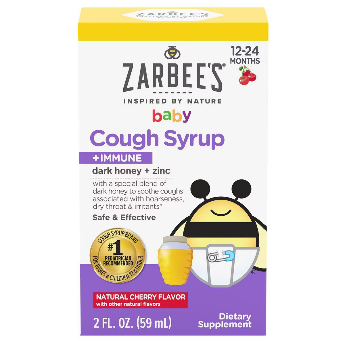 Zarbee's Baby Cough Syrup + Immune with Honey & Zinc - Natural Cherry Flavor - 2 fl oz | Target