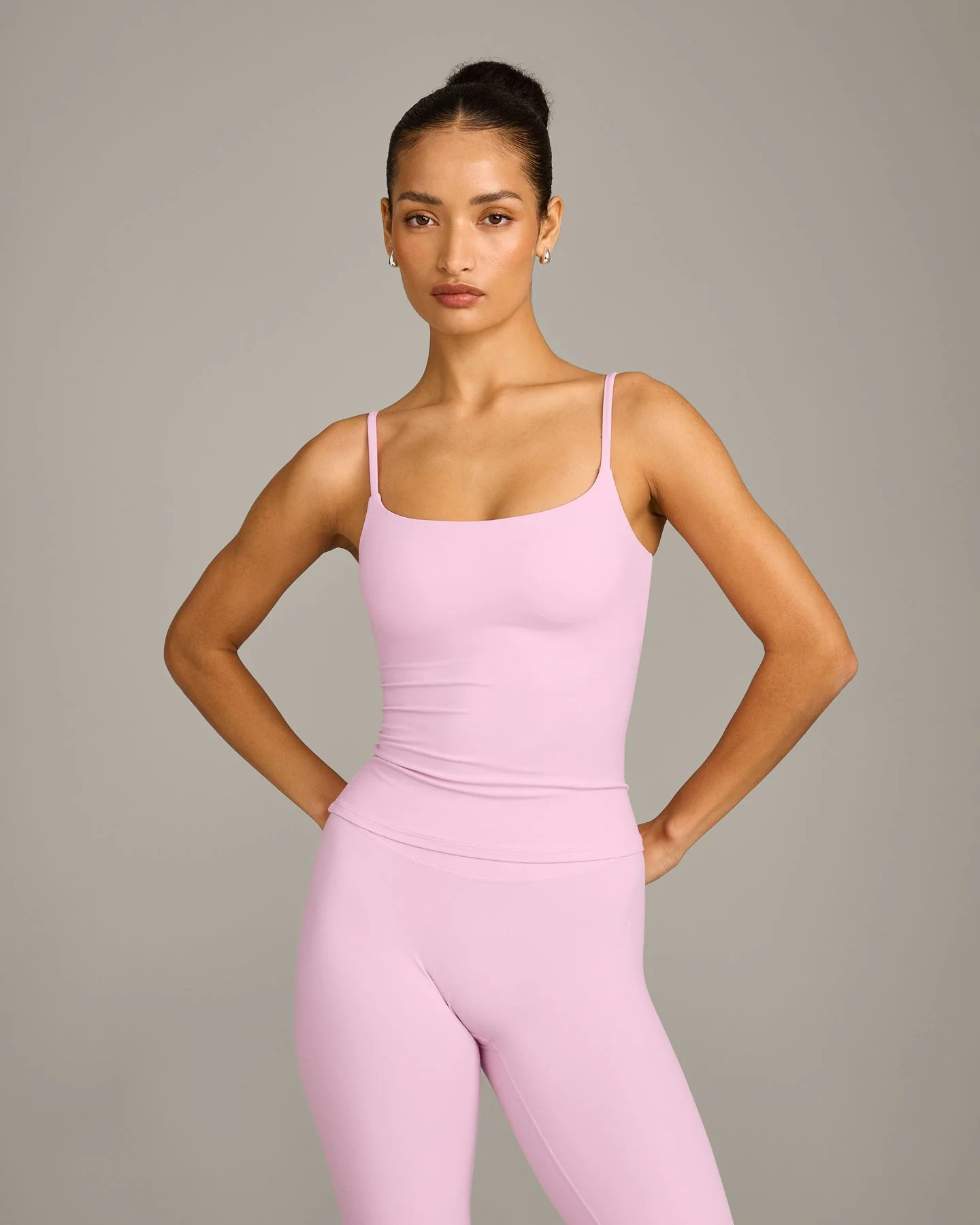 SoftMotion\u2122 Strappy Tank Top with Built in Bra Shelf with Gray Logo | Chalk Pink | Oner Active (UK / US)