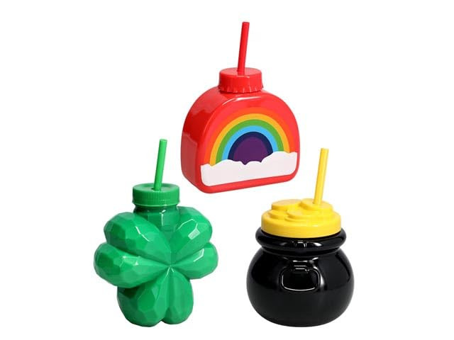 Greenbrier Set of 3 St. Patrick's Day Novelty Cups with Lids and Straws | Amazon (US)