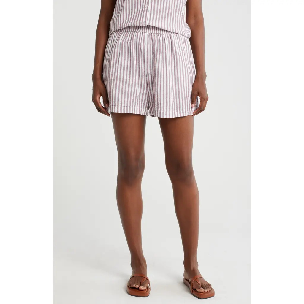 Caslon® Cotton Gauze Shorts in Purple- White Brianne Stripe at Nordstrom Rack, Size X-Small | Nordstrom Rack