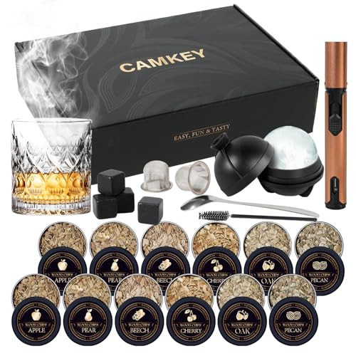 Whiskey Smoker Kit-12 Wood Chips, Ice Ball Mold, Cocktail Smoker Infuser Kit, Old Fashioned Drink Smoker Kit, Christmas Birthday Bourbon Whiskey Gifts for Men,Husband,Dad,Him | Amazon (US)