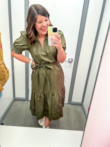 The prettiest Walmart fall dress in olive green. I’m in a M. 

#LTKSeasonal #LTKstyletip #LTKunder100
