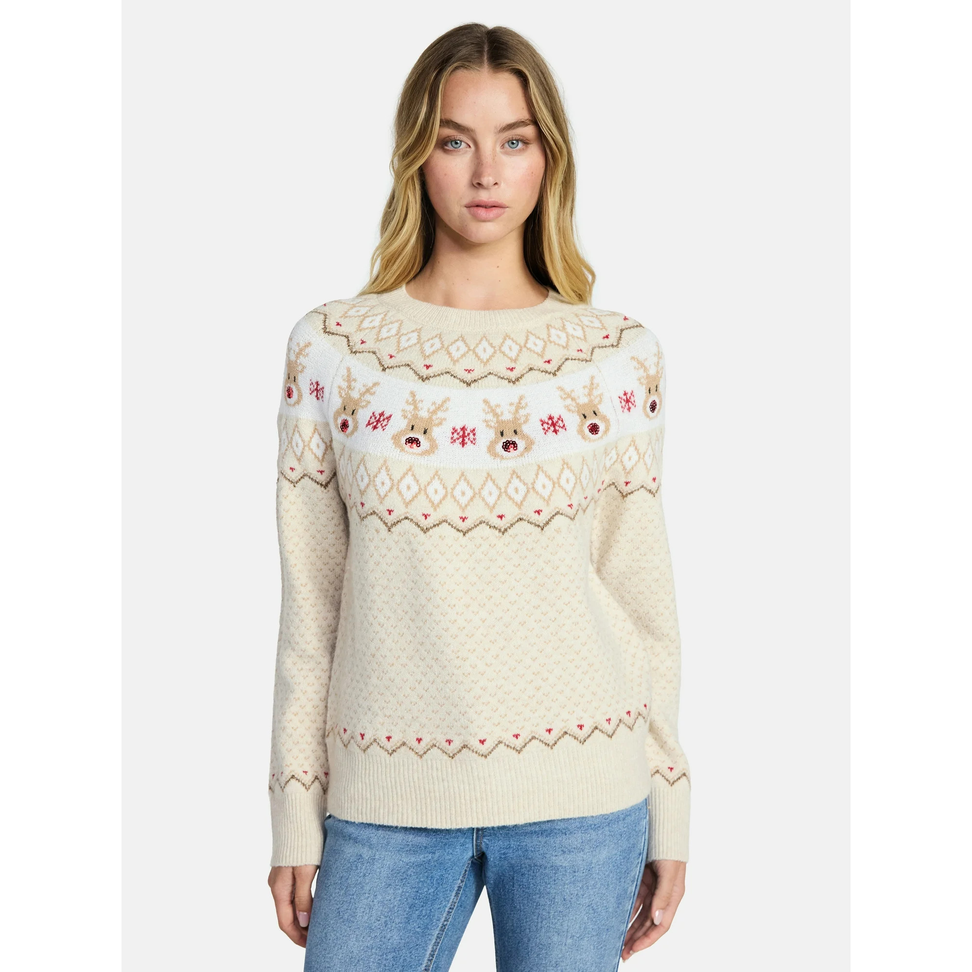 Holiday Time Pretty Chrismas Sweater | Walmart (US)