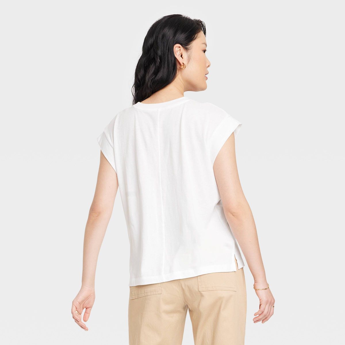 Women's Extended Shoulder T-Shirt - A New Day™ White S | Target