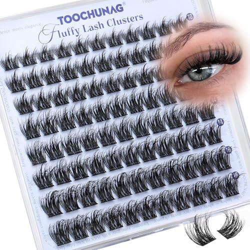 TOOCHUNAG Fluffy Lashes Clusters Manga Cluster Eyelash Extensions Wispy Eyelash Clusters D Curl DIY Individual Lash Clusters, 10-16mm Soft Faux Mink Cluster Lashes Extensions | Amazon (US)