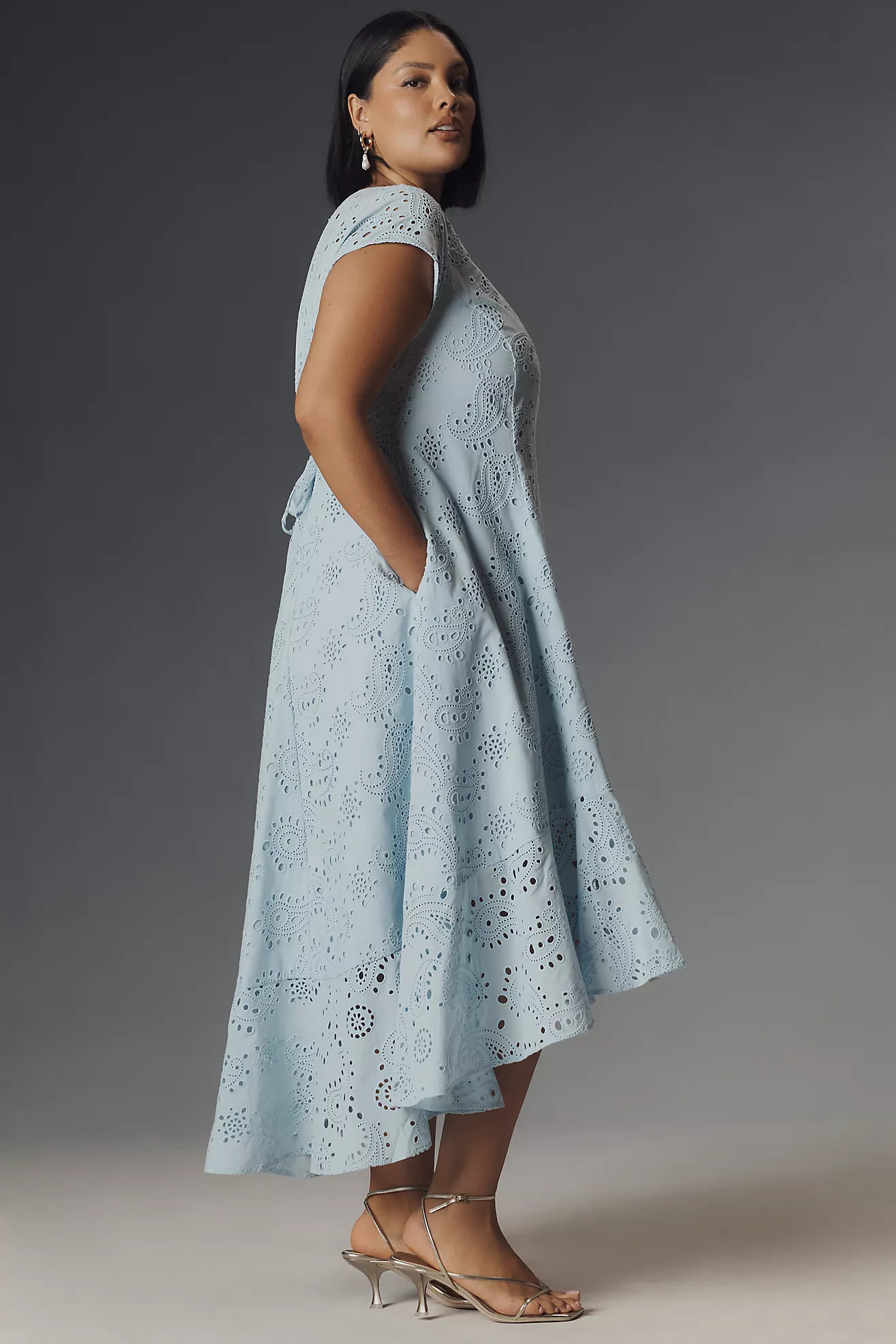 Universal Standard Plus Eyelet Flounce Midi Dress | Anthropologie (US)