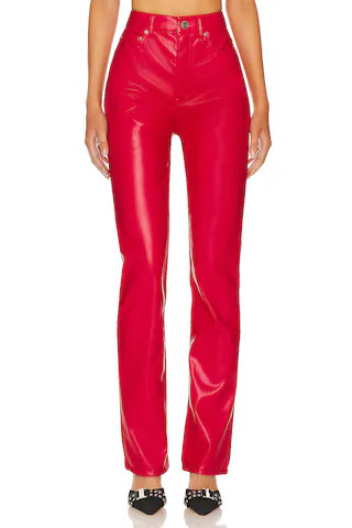 AFRM Faux Leather Heston Straight Leg Pants in Jester Red from Revolve.com | Revolve Clothing (Global)
