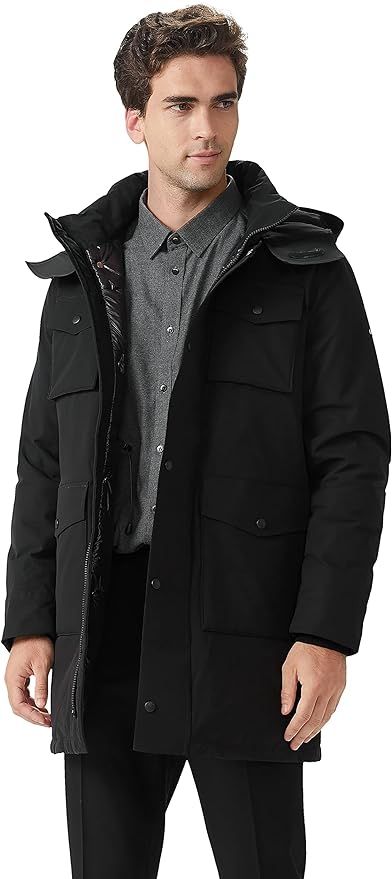 Orolay Men's Windproof Down Coat Hooded Winter Parka Thicken Jacket with Multi-Pockets | Amazon (US)