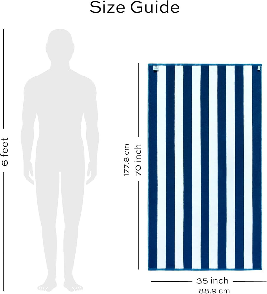 White Classic Stripe Cabana Beach Towels Oversized 2 Pack, Cotton Bath Towel Large - Luxury Plush... | Amazon (CA)