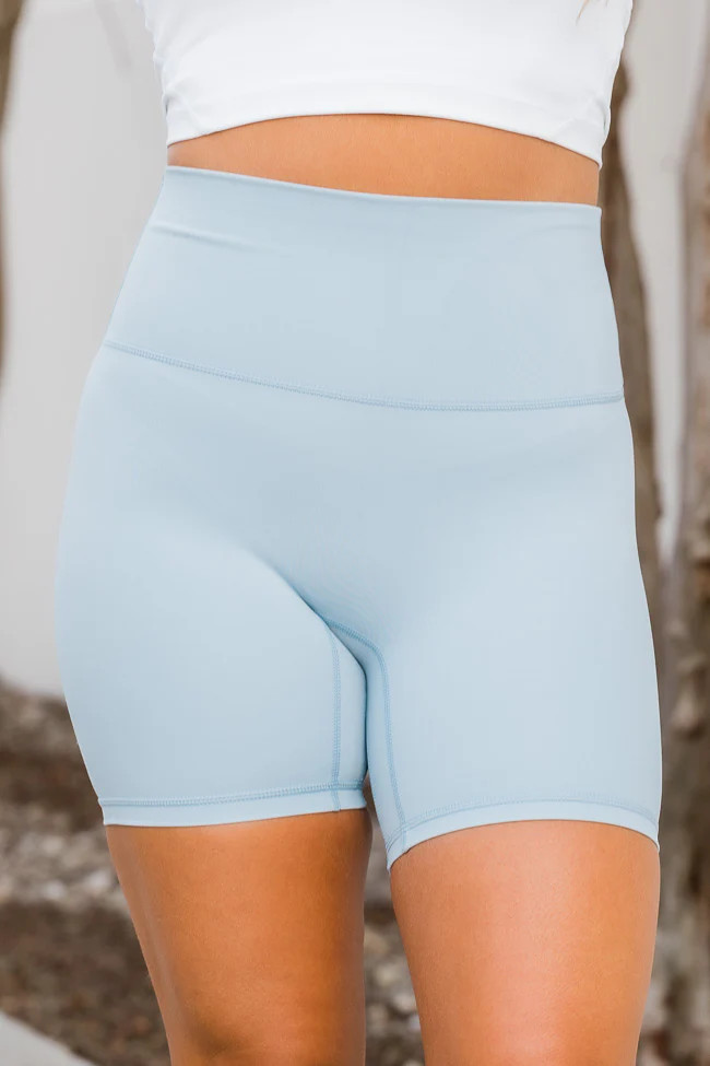Pushing Forward Light Blue Biker Shorts | Pink Lily