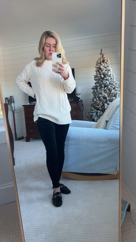 Easy outfit for Christmas shopping in Charleston. The velvet leggings from Spanx are sold out, so you could do the faux leather and be just as comfortable. The Target loafers are SO comfortable! And I’m picky about my toes fitting into shoes 😂.Would be a great travel outfit! 

#LTKover40 #LTKfindsunder50 #LTKtravel