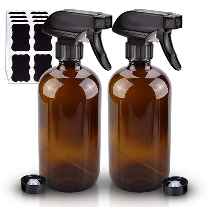 2 Pack Glass Spray Bottle, Wedama Amber 16oz Glass Spray Bottle Set & Accessories for Aromatherap... | Amazon (US)