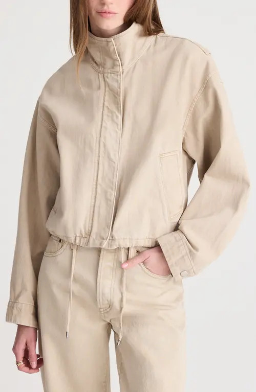Madewell Denim Crop Field Jacket in Faded Khaki at Nordstrom, Size Medium | Nordstrom