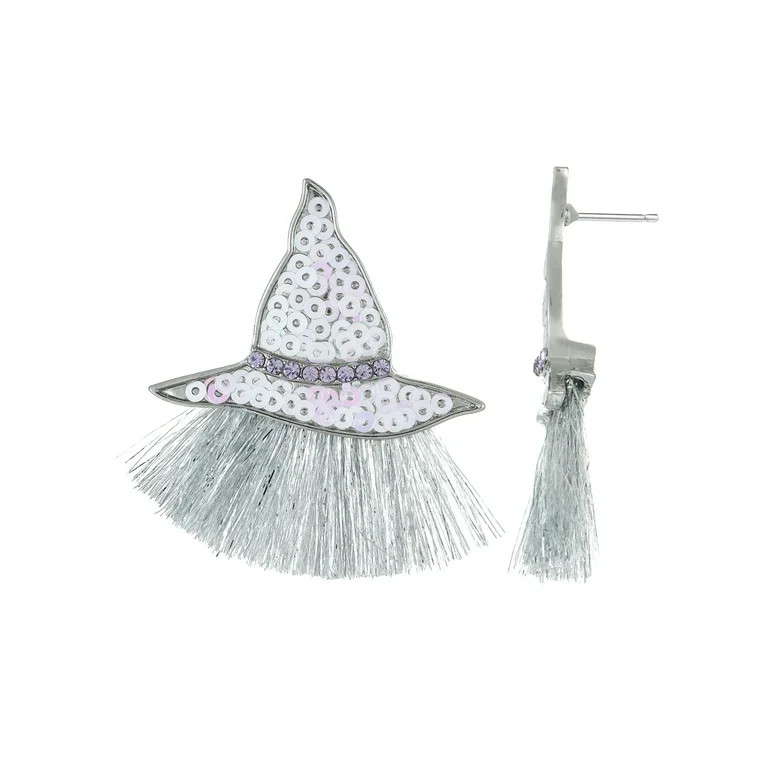 Way to Celebrate Halloween Iridescent Witch Hat Earring, 1 Pair, Female | Walmart (US)