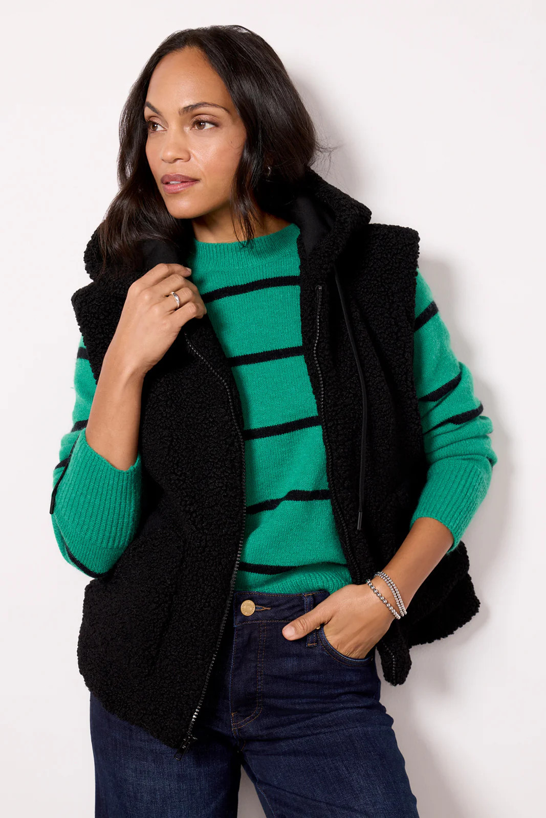 Camdyn Sherpa Hooded Vest | Evereve