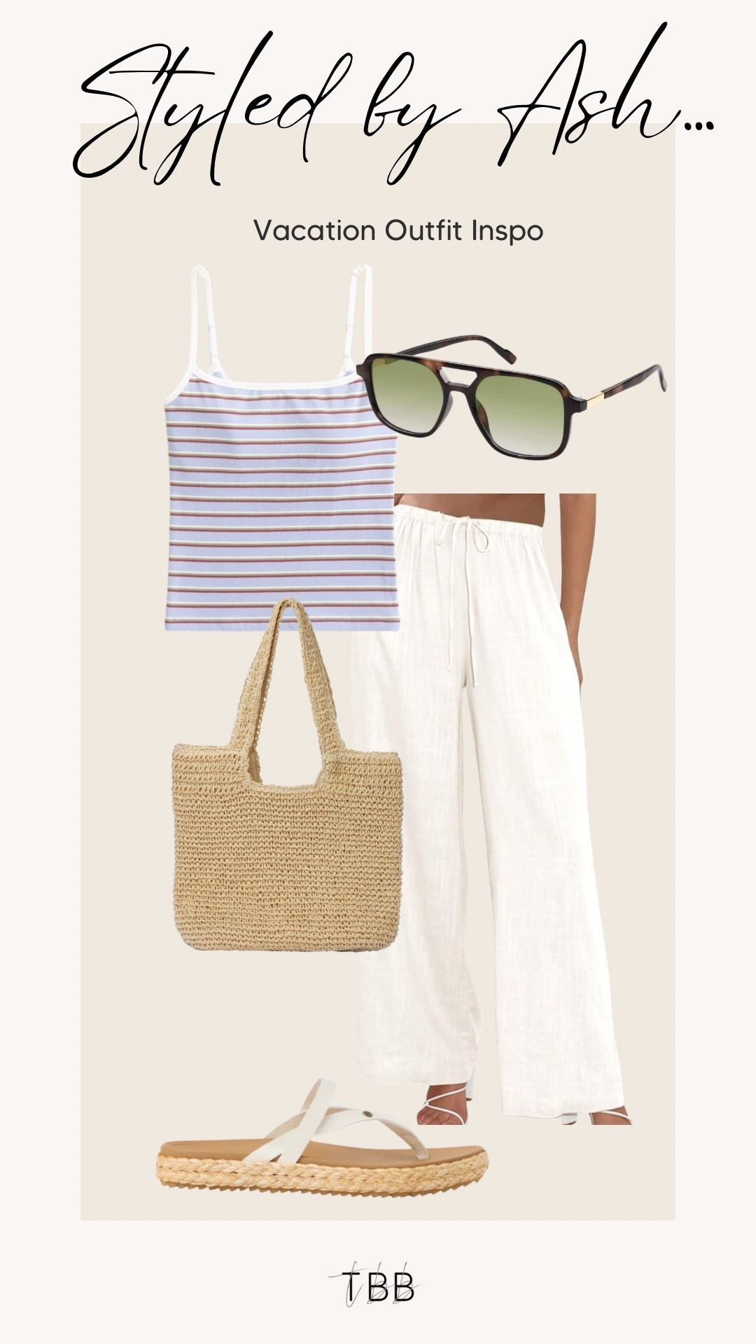 Casual outfit inspo for vacation! Love these linen pants I found on Amazon!
