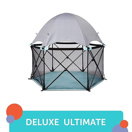 Summer Infant Pop 'N Play Deluxe Ultimate Playard, Aqua Splash/Textured Gray | Amazon (US)