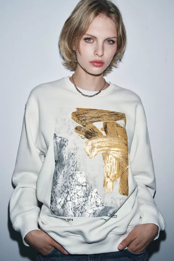 METALLIC SWEATSHIRT | Zara US