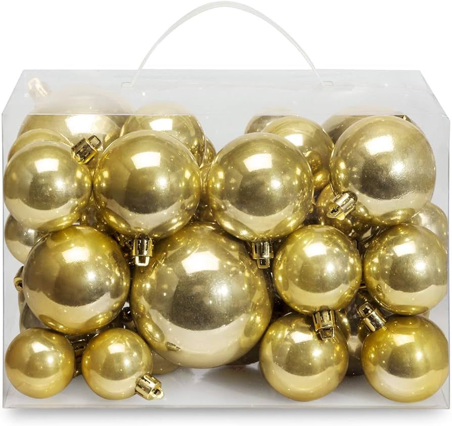 AMS 40ct Christmas Ball Plated Ornaments Tree Collection for Holiday Wedding Party Decoration(40c... | Amazon (US)