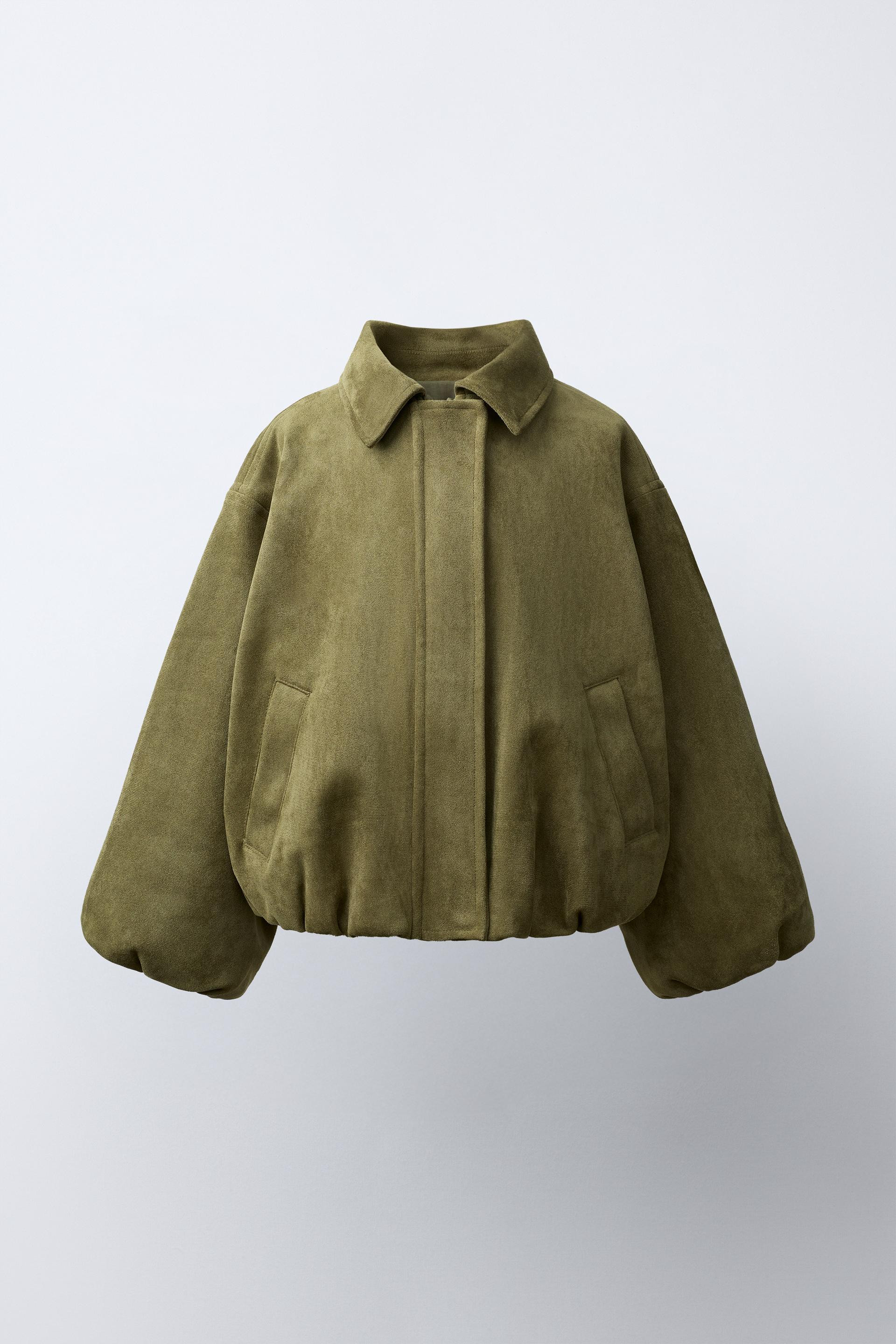 Zara - Faux Suede Bomber Jacket - Khaki - 6 Years (45,2 Inches) - Kids | Zara US