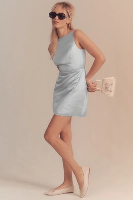 BHLDN Alice High-Neck Stretch Satin Mini Dress | Anthropologie (US)