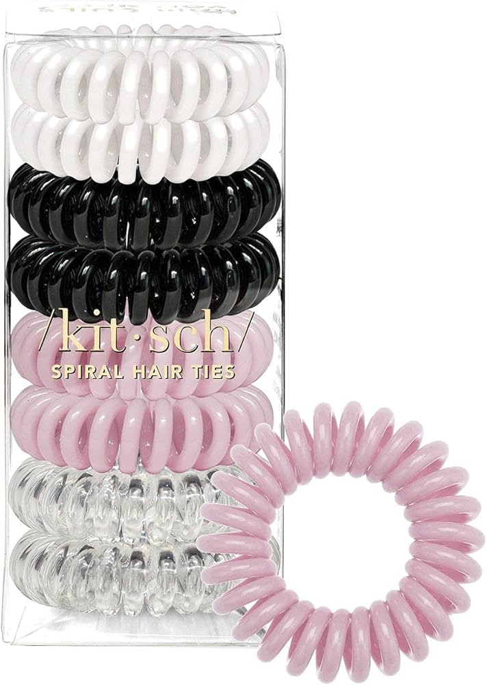 Kitsch Spiral Hair Ties for Women - Waterproof Ponytail Holders for Teens | Stylish Phone Cord Ti... | Amazon (US)