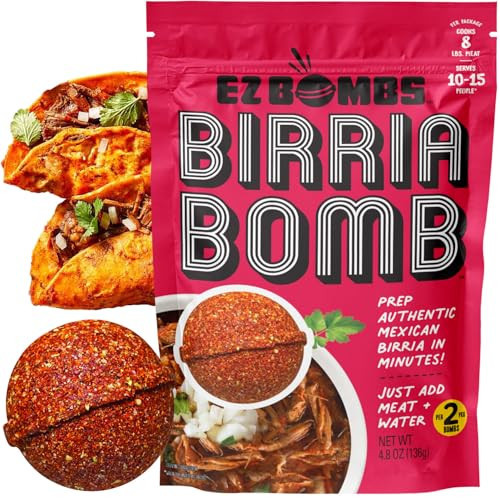 EZ Bombs Birria Bomb Seasoning, Pack of 2 – Authentic Mexican Spice Mix for Tacos, Burritos, Nachos, and Quesadillas – Made with Real Chiles, Herbs, and Spices for Quick and Flavorful Meals | Amazon (US)