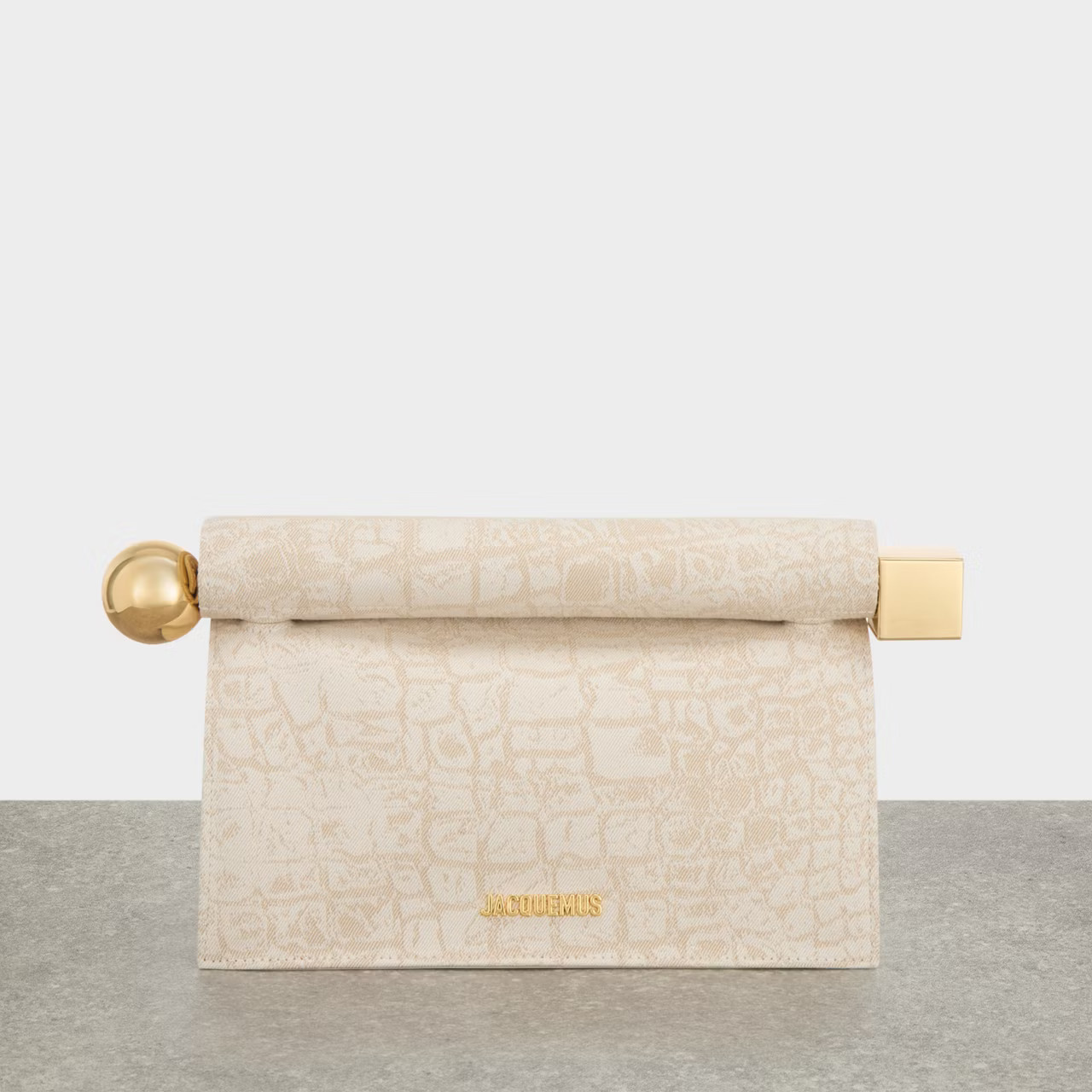 JACQUEMUS La Pochette Rond Carré Clutch Croco Beige | Brown Thomas (IE)