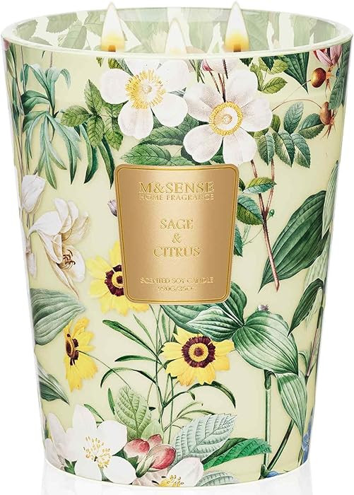 M&SENSE Sage Citrus Soy Large Candles, 3-Wick 35oz 150H Long Lasting, Aromatherapy Candle for Kit... | Amazon (US)