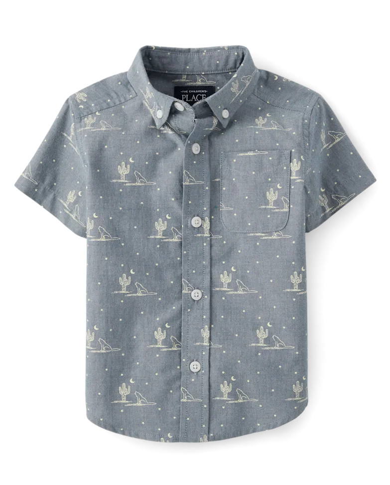Baby And Toddler Boys Western Poplin Button Up Shirt - federalblu | The Children's Place