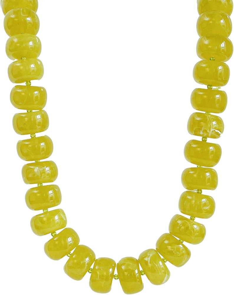 Miniature Glass Bead & Oversized Multi-Color Resin Bead Statement Necklace - 17"+3" Extender Chai... | Amazon (US)