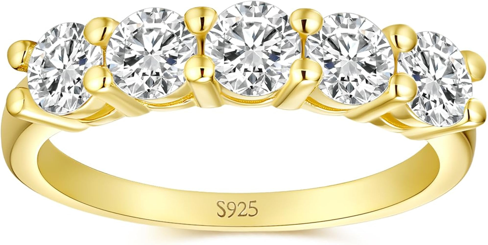 SUNFEEL 5-Stone Moissanite Rings for Women 1.5CT D Color VVS1 Sterling Silver with 18K Gold Plati... | Amazon (US)