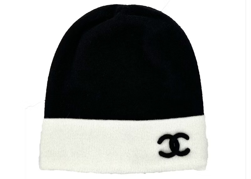 Chanel Cloche Black CC Logo Beanie AA8322 Black/White | StockX